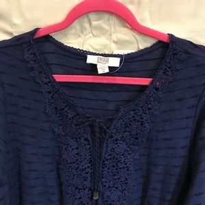 Vintage America Blue Tie Front Sheer Top